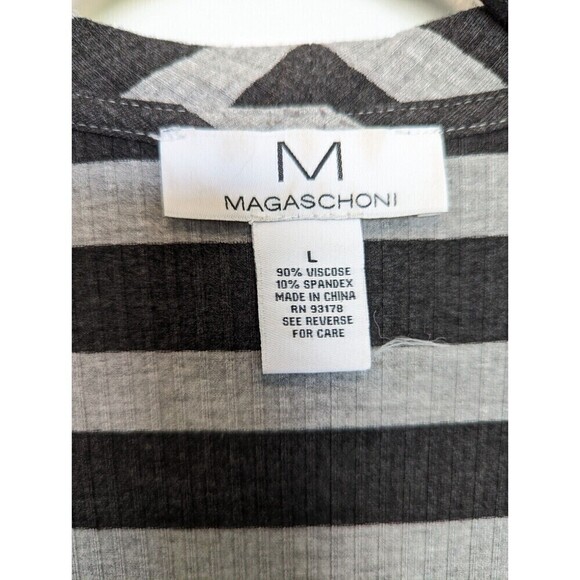 MAGASCHONI Cardigan Womens Size L Gray Ribbed Striped Lightweight Casual Sweater - Picture 8 of 11